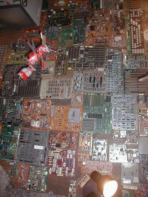 ceiling of circuit boards in gift shop of UCM Museum by John Preble, Abita Springs, Louisiana