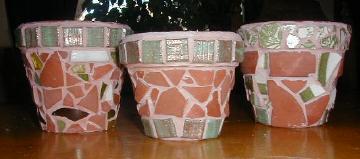 photo of 3 hand-created mosaic flower pots